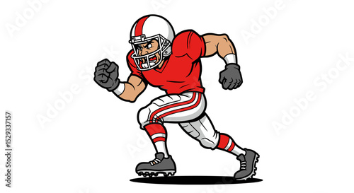 Cartoon American Football Player in Action