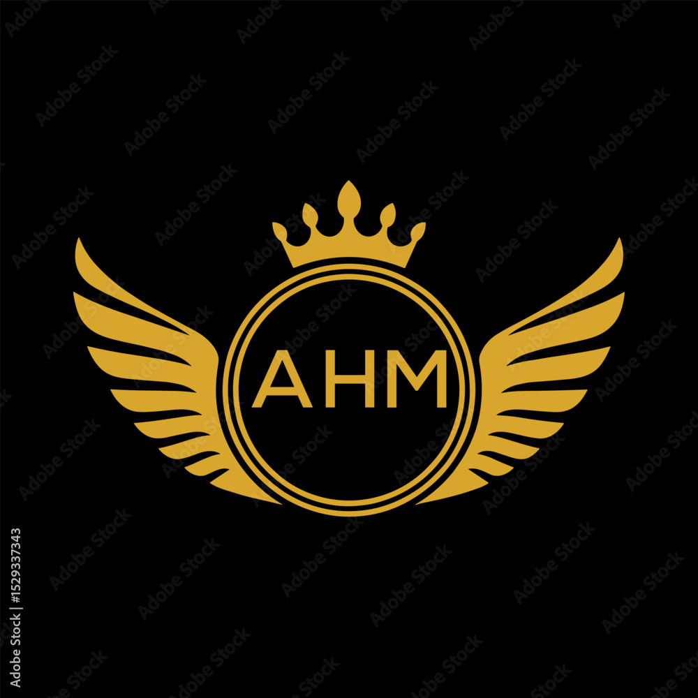 Naklejka premium Initial AHM Letter Linked Logo for business and company identity. Modern AHM Letter Logo Vector Template with modern trendy golden logo. 