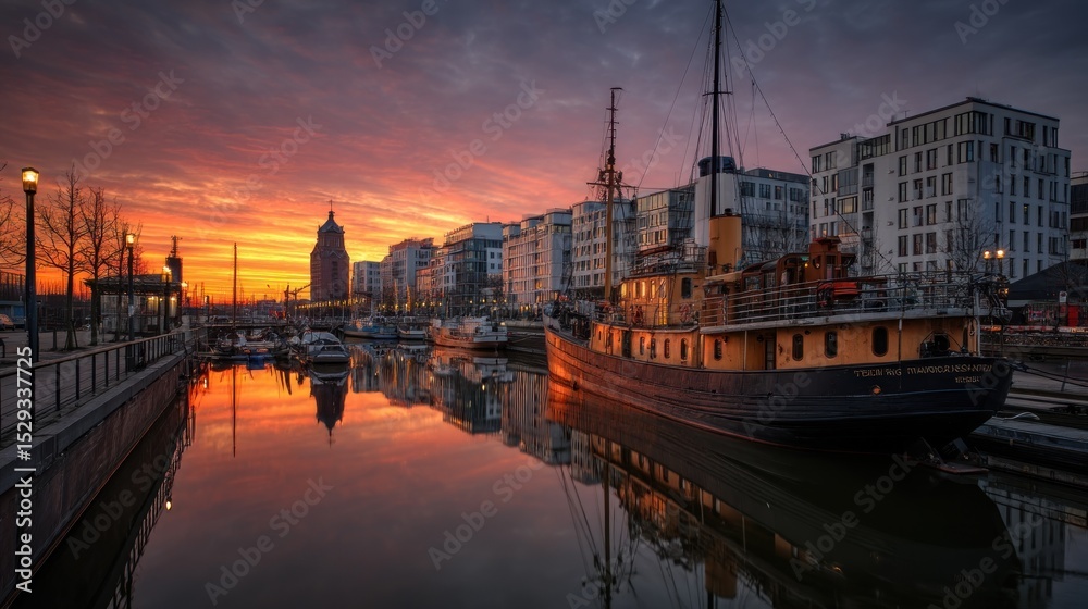 Fototapeta premium Tranquil Harbor Sunrise