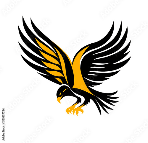 Stylized black and gold eagle design