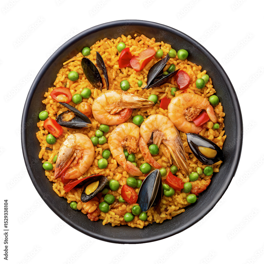 Fototapeta premium Single Plate of Paella, Cut Out