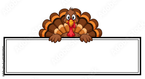 Cartoon Turkey Holding a Blank Sign