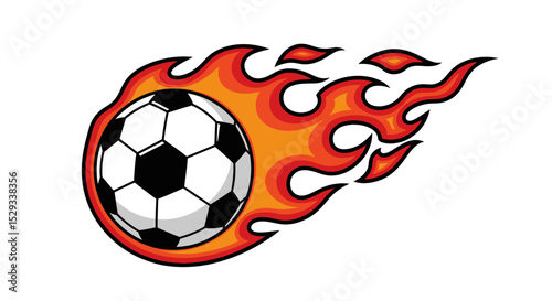 Flaming Soccer Ball: A dynamic illustration of speed and power.