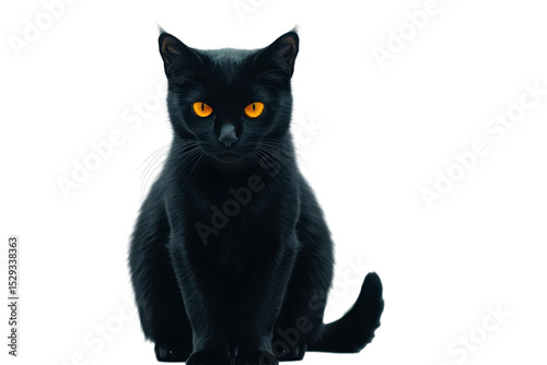 Mysterious black cat with glowing eyes in a dark background