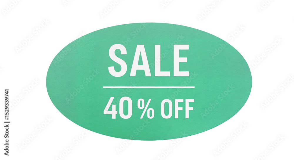 Green oval sale sign 40 off isolated on transparent background Green oval sale sign 40 off isolated on transparent background