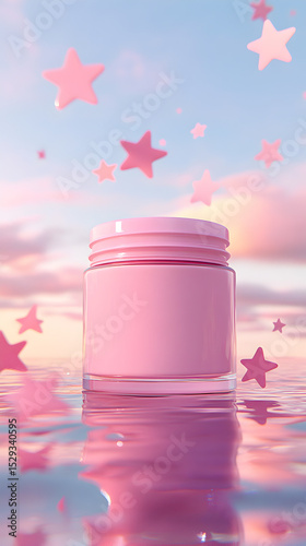 Pink jar stars water beauty product