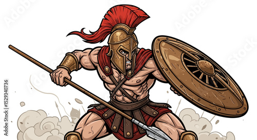 Powerful Spartan Warrior in Action