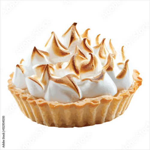 Delicious lemon meringue tartlet pastry isolated on white background
