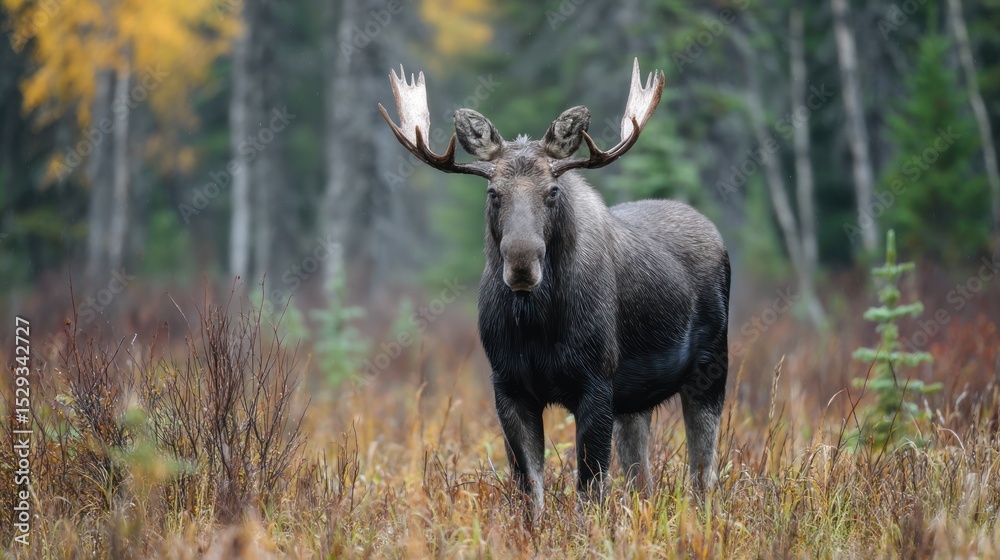 Majestic Bull Moose in Autumnal Forest Majestic Bull Moose in Autumnal Forest