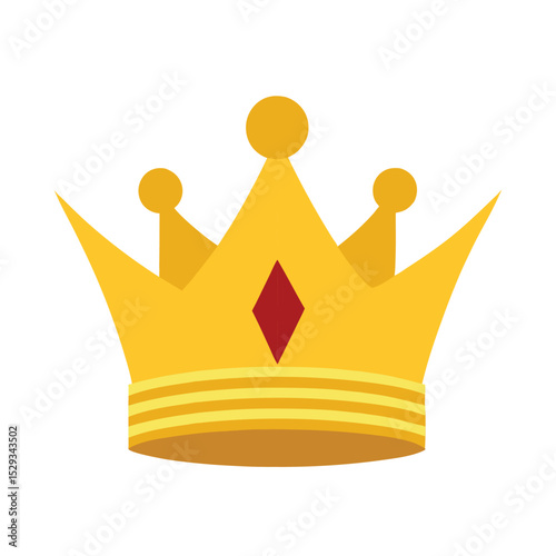 Golden Crown Vector Icon on White Background