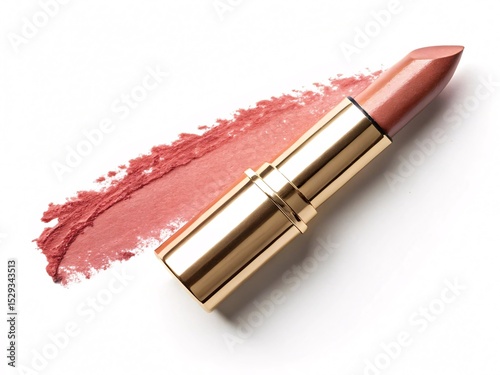 Open bullet lipstick with smudge mark, isolated cleanly photo