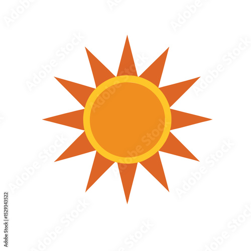 Bright Sun Vector Icon in Color on White Background
