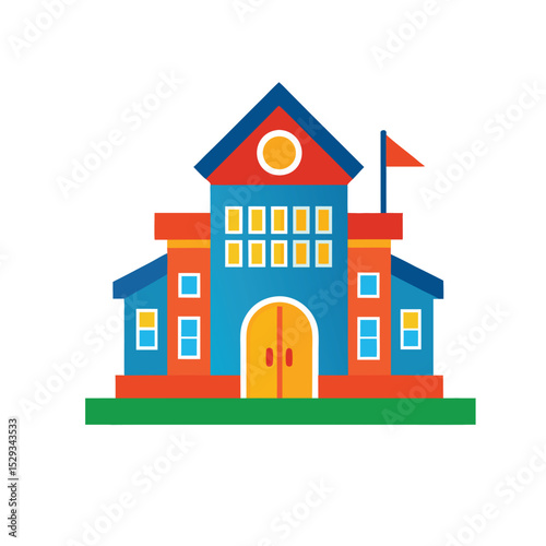 Colorful School Supplies Vector Icon on White Background