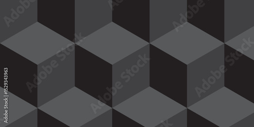Abstract minimal square black grid tiles cubic square shape backdrop texture. cube geometric wall and floor vector diamond hexagon triangle wallpaper background.	
