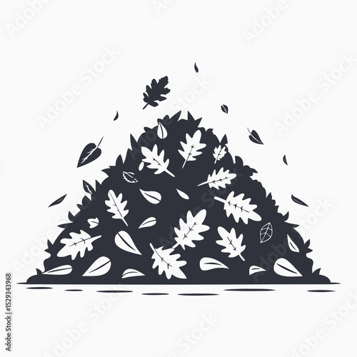 Single toned leaf pile formed with falling leaves creates a seasonal silhouette