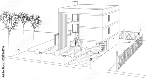 residential building concept 3d illustration