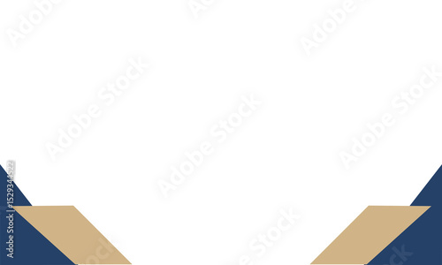 Modern minimalist background featuring navy and beige geometric corner shapes at the bottom, creating a clean and stylish frame. Perfect for business templates, banners, or digital presentations.