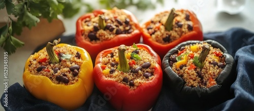 Vegan Stuffed Bell Peppers with Quinoa- Black Beans and Mexican Spices
