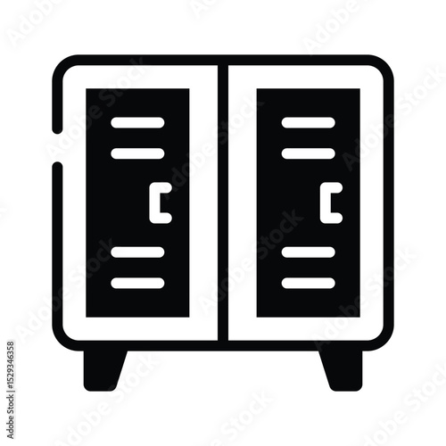 A glyph style icon depicting a safety locker