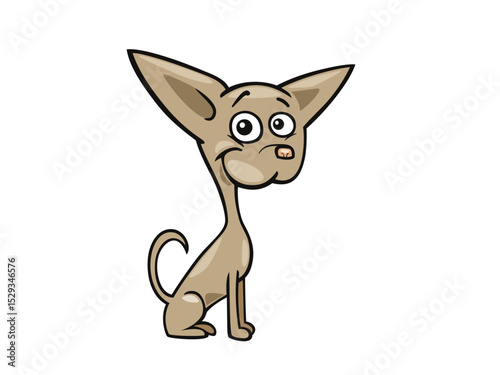 A Cute Cartoon Dog with Big Ears Poses Nicely