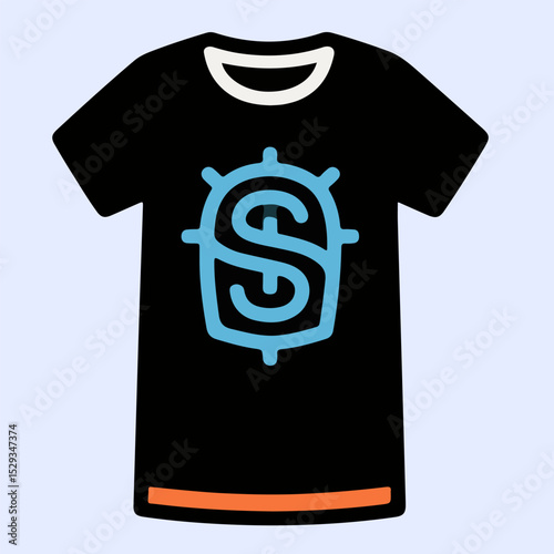 Black t shirt vector with sky-blue dollar sign, suitable for money lovers and success-driven people.
