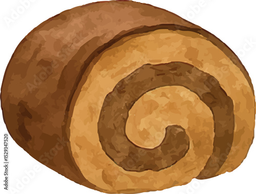 A decadent chocolate roll with a glossy finish, hand-drawn in rich dark tones. Ideal for chocolate lover designs, dessert illustrations, or gourmet bakery promotions with an indulgent vibe