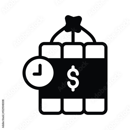 A filled style icon of financial risk bomb warning