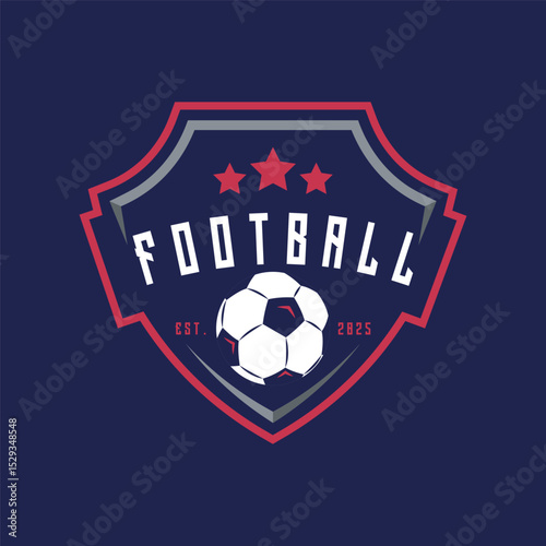 Soccer ball logo for team sports football. Football logo, badge or emblem. Vector illustration.