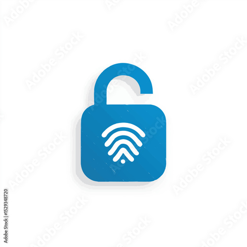 Secure padlock with fingerprint scanner, vector icon, flat design, isolated on white background, minimal, high contrast, commercial use 