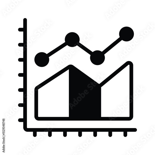 A solid style icon of upward growth chart