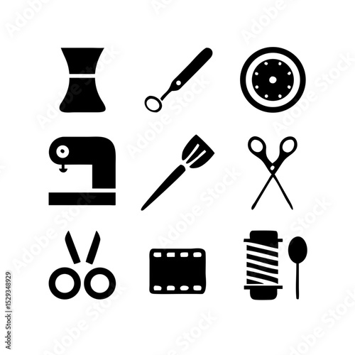 Sewing Vector Icon Set | Adjustable Line Weight | Needle, thread, scissors, fabric, sewing machine, buttons, yarn, zipper, measuring tape, tailoring, fashion, craft, hobby icons
