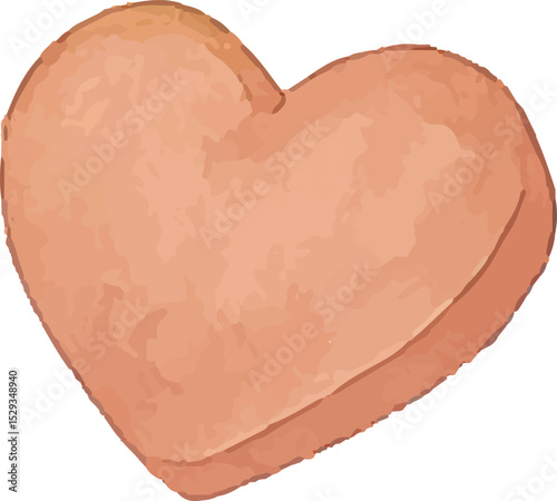 A heart-shaped cookie with a pink glaze, hand-drawn in soft tones. Ideal for Valentine’s Day treats, love-themed designs, or sweet bakery illustrations with a romantic, charming vibe
