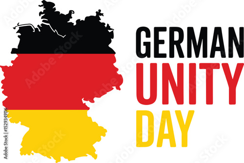 German Unity Day Vector Map with National Flag Colors, October 3 German Unity Day Vector with Country Silhouette and Flag, German Unity Day Map with National Flag Colors Vector Design