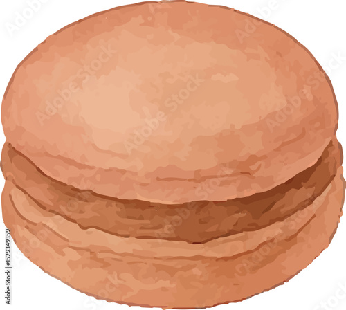 A colorful macaron with a creamy filling, hand-drawn in pastel tones. Perfect for French dessert designs, wedding favors, or gourmet snack illustrations with a chic, delicate style