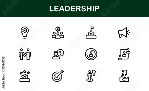 Discover a versatile leadership icon pack offering modern line illustrations tailored for management, strategy, and executive communication needs.