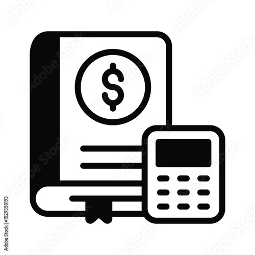 A solid style icon of accounting book with calculator