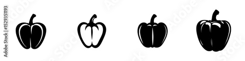 Icon set featuring various styles of bell peppers for graphic design and creative projects