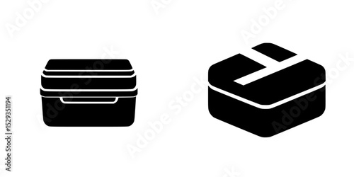 Icon set featuring compact storage containers suitable for various organizational needs in modern design