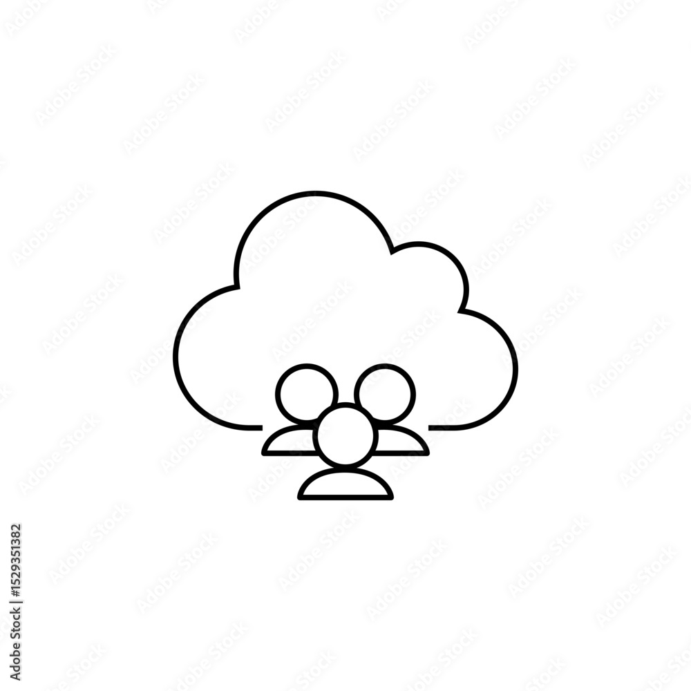Obraz premium Share Cloud Technology Line Icon