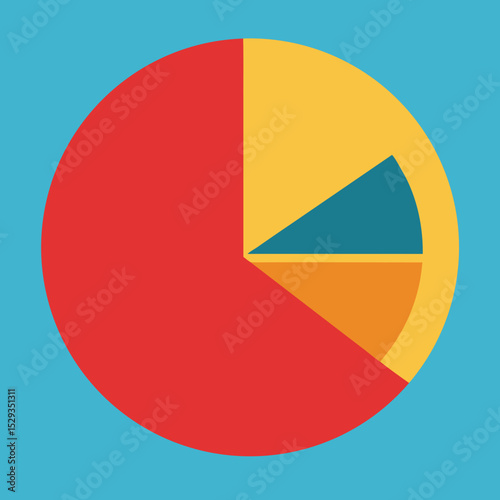 Pie chart with colorful data segments on blue background