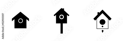 Icon set showcasing different designs of birdhouses suitable for various creative projects