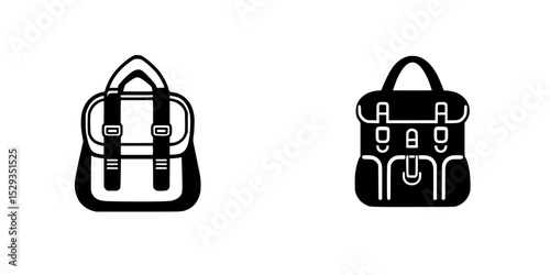 Two distinct black icons representing different styles of bags positioned side by side for visual comparison and analysis