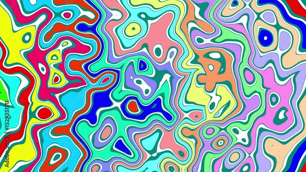 Vibrant abstract artwork showcasing colorful wavy lines and swirling organic shapes