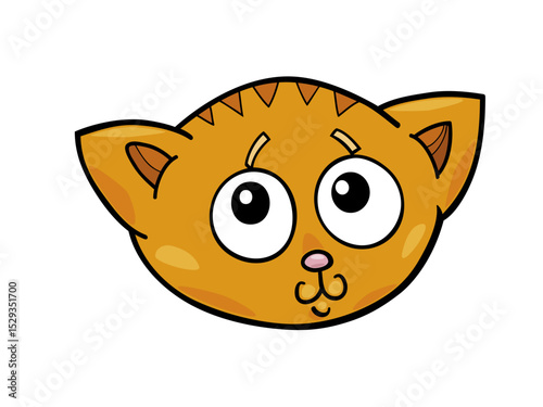 A Cartoon Cat with Orange Fur and Curious Expression