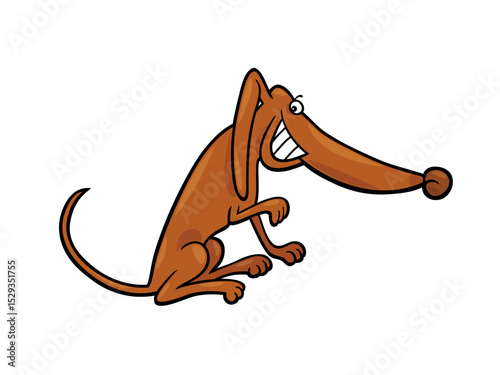 A Funny Cartoon Dog With A Very Long Nose Smiling With Its Mouth Open