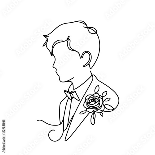Young man in suit with flower — Prom date or graduate moment