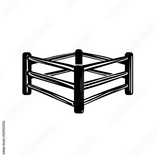 Black wrestling ring icon with minimalistic design suitable for sports-related themes and projects