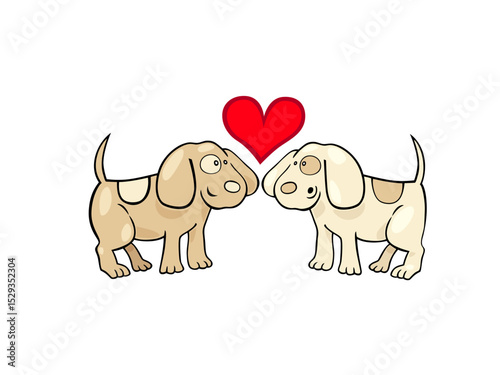 Two Loving Dogs with a Heart Above Their Heads