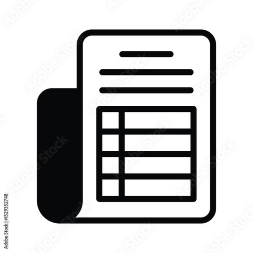 A solid style icon of detailed invoice paper