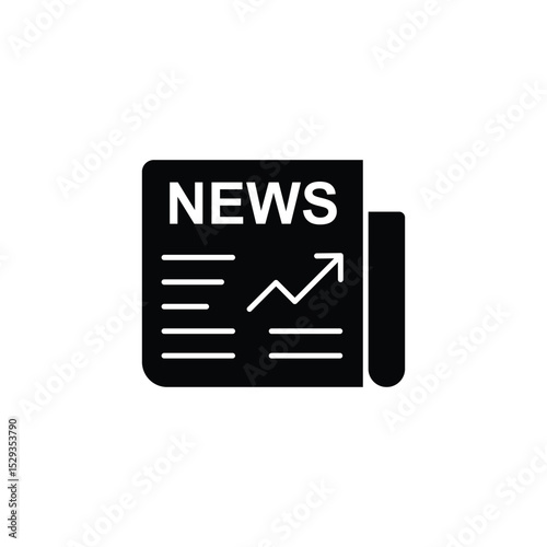 Icon depicting a newspaper with an upward trending graph, symbolizing positive news and growth.